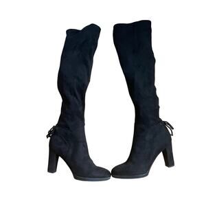 Franco Sarto Knee High Matrix Punk Witchy Vamp Black 3.5" Goth Club Boots 8.5